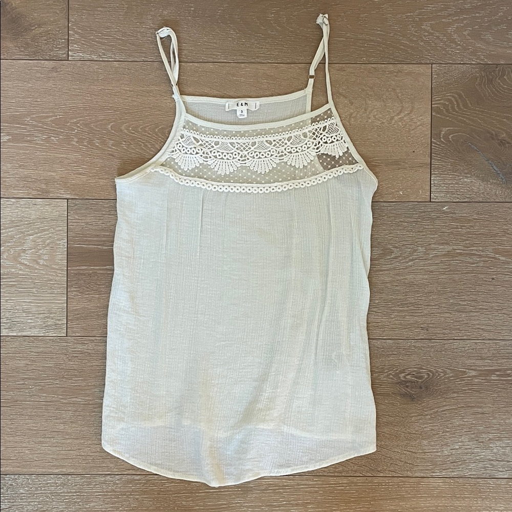 Tilly’s E&M Cream Lace Trim Cami Top